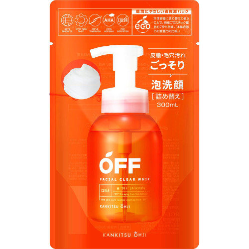 Чоловіча рефіл-пінка для вмивання Cosmetex Roland KANKITSU OHJI Off Facial Clear Whip N 300 мл
