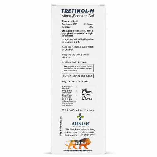 TRETINOL-H MinoxyBooster Gel Alister гель з третиноїном 0,1% для користувачів міноксидилу, 50 мл