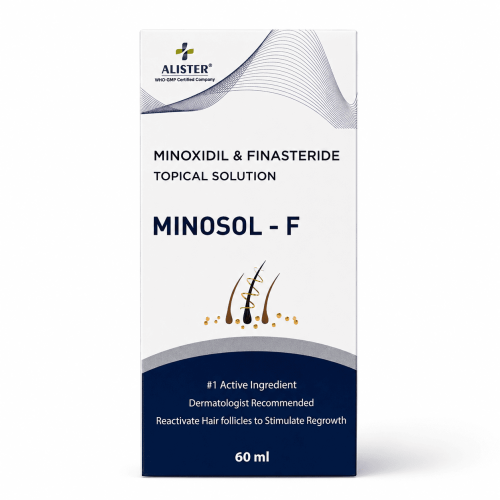 MINOSOL-F Alister розчин з міноксидилом 5% і фінастеридом 0,1% для шкіри голови, 60 мл