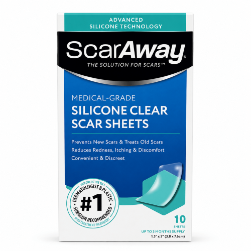 ScarAway Silicone Clear Scar Sheets силиконовые пластины для рубцов 1.5" × 3", 10 шт