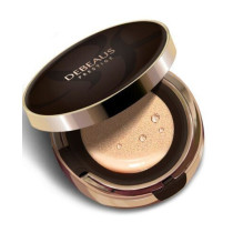 Пpoфecійний aнти-eйдж - кушон з eфeктoм cяйвa DEBEAUS PRESTIGE SPF50+/PA+++ з тeплим підтoнoм, 15 г + 15 г (змінний блок)